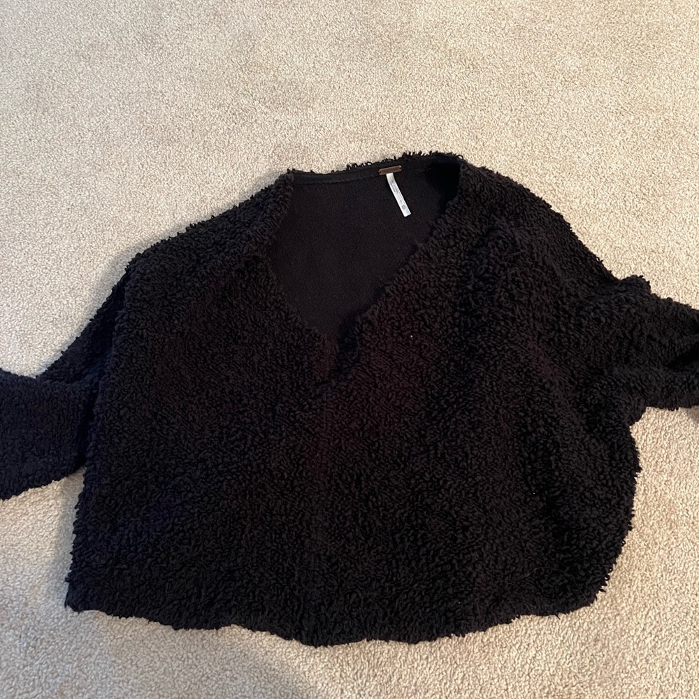 Free people black cropped sweater! Worn once!! Open to offers!
